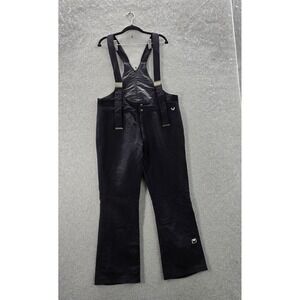 Obermeyer Men Overalls 38 R Black Wool Embroidered Snow Ski Bib Made In Japan